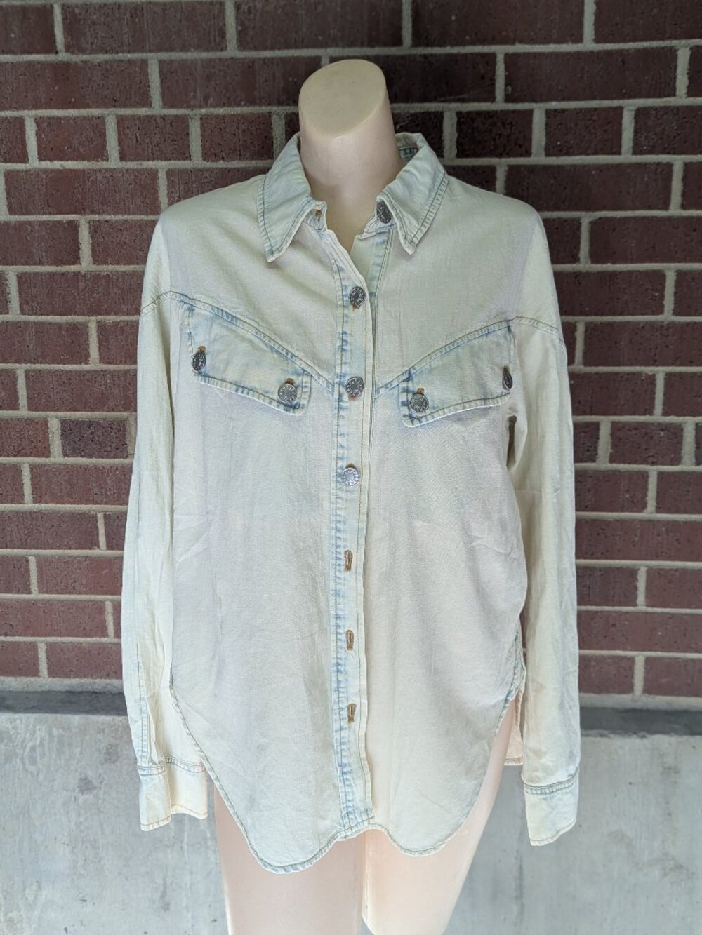 Blue B Western Cotton Denim Light Wash Shirt Jacket Shacket Women’s Medium NWT